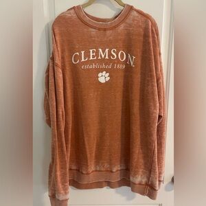 Distressed orange Clemson pullover